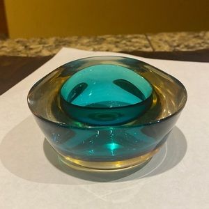 Murano Sommerso Flavio Poli Traingular bowl paperweight 3.5”